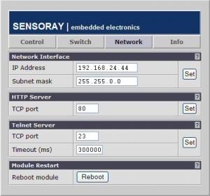 Network configuration page