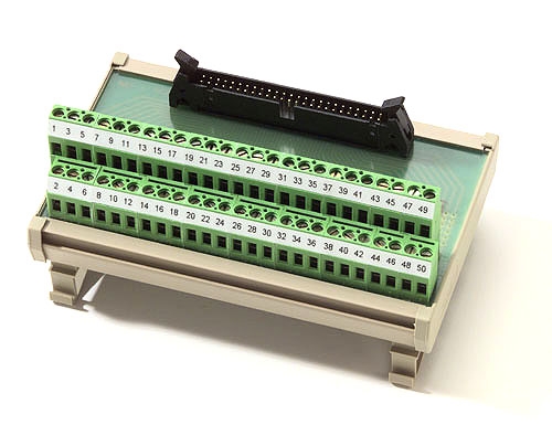 DIN Rail Mount Dual IDC10 Pitch 0.1" Male Header Breakout Board Interface Module 