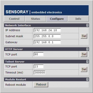 Network configuration page